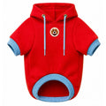 Buzo con capucha para perro BeagleBuddy® color rojo en polialgodón suave vista frontal.