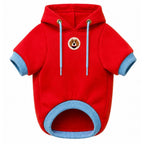 Buzo con capucha para perro BeagleBuddy® color rojo en polialgodón suave vista frontal.