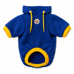 Buzo con capucha para perros BeagleBuddy® color azul vista frontal.