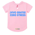 Camiseta estampada para perros BeagleBuddy® con mensaje "vivo gratis" vista posterior.