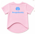 Camiseta estampada para perros BeagleBuddy® en polialgodón color rosado vista frontal.