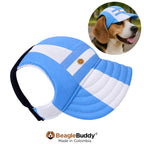 Gorra para perro Selección Argentina BeagleBuddy® azul y blanca con protección solar, ligera y transpirable.