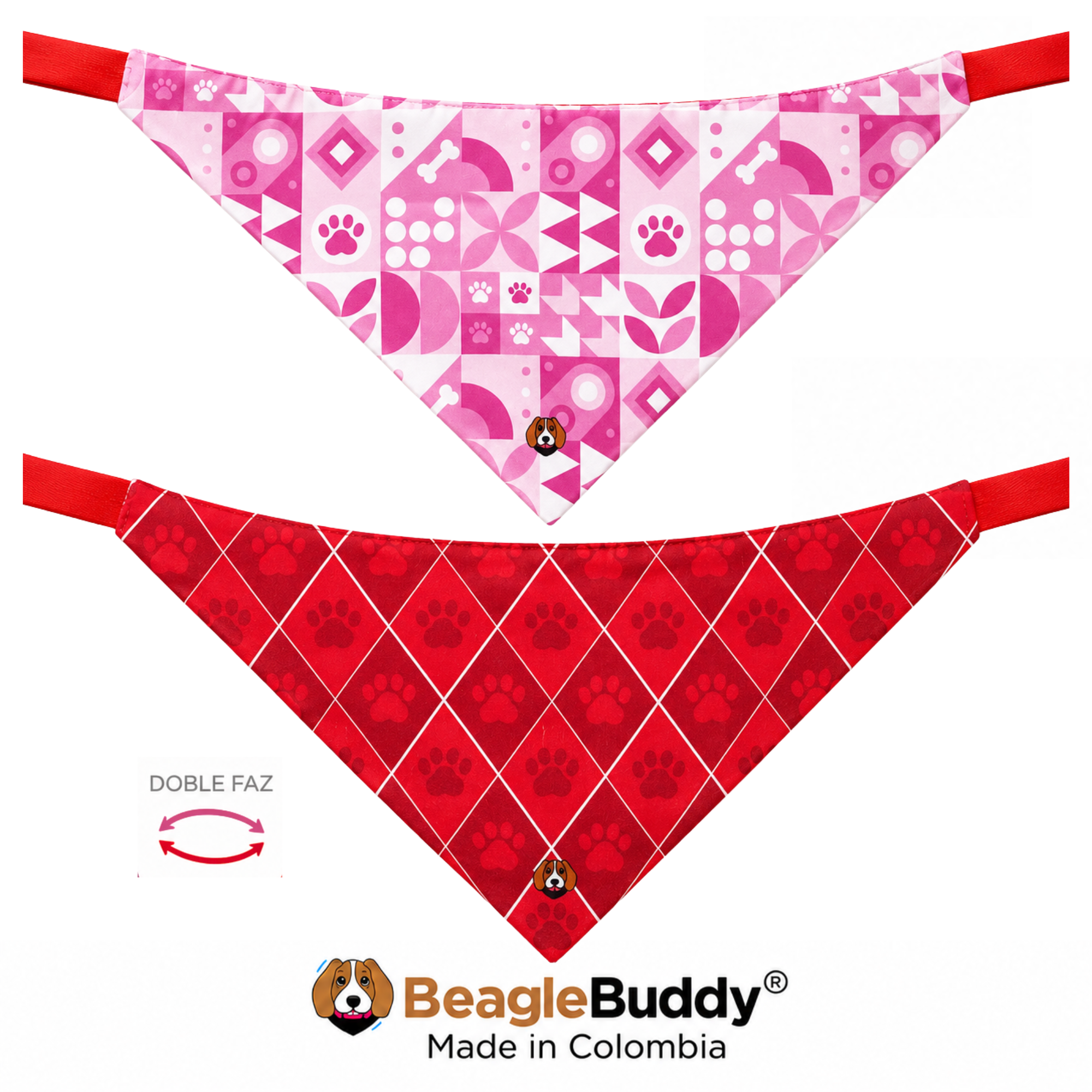Pañoleta doble faz para perro BeagleBuddy® diseño Mix.