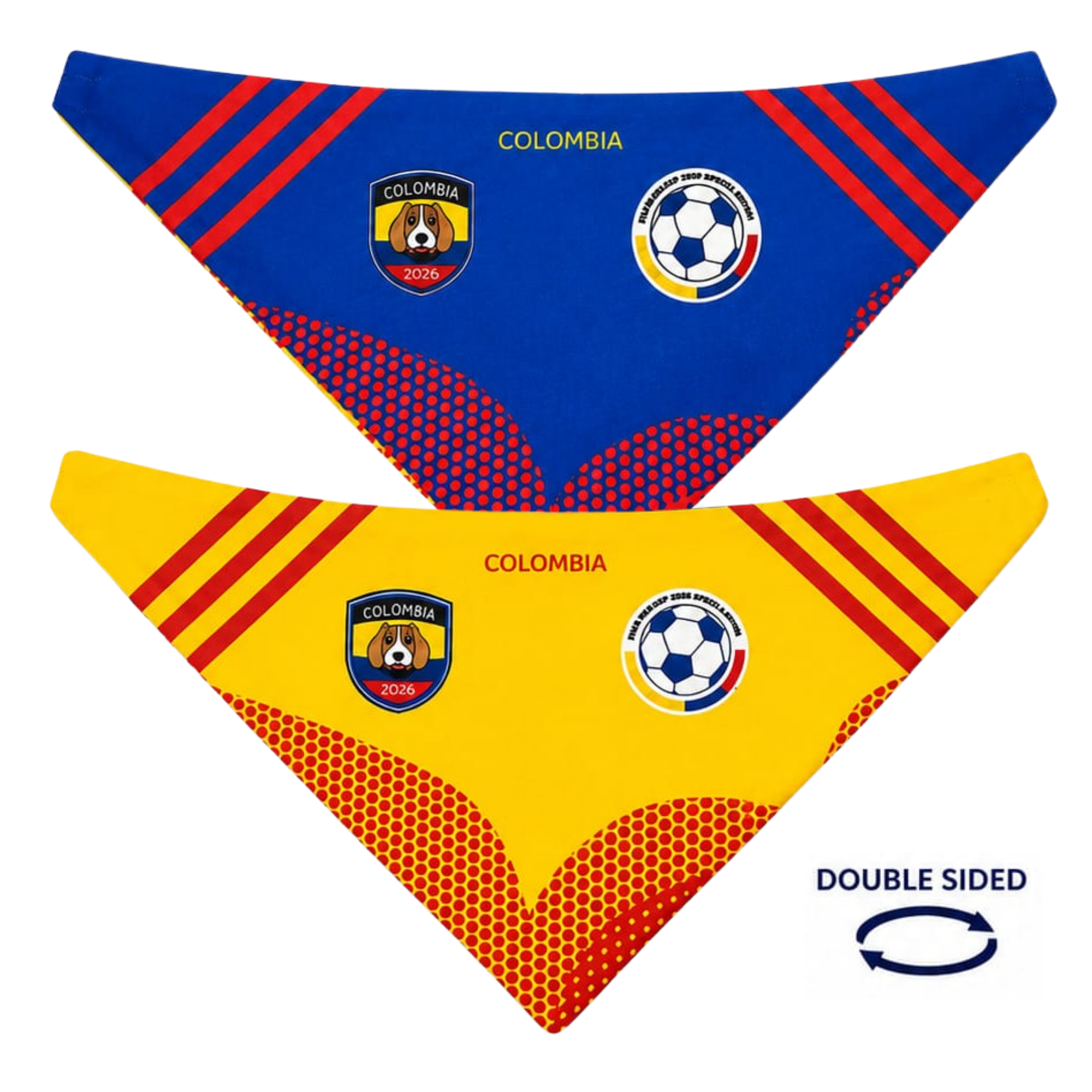 Pañoleta doble faz para perro BeagleBuddy® diseño Selección Colombia.