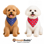 Perros usando pañoleta doble faz BeagleBuddy® diseño Classic.