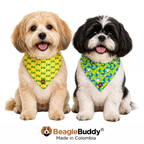 Perros usando pañoleta doble faz BeagleBuddy® diseño Retro.
