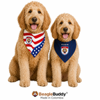 Perros usando pañoleta doble faz para perro BeagleBuddy® diseño Selección Estados Unidos.