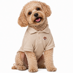 Perro usando polo BeagleBuddy® color beige.