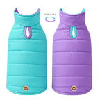chaleco impermeable doble faz BeagleBuddy® colores lila y menta espalda