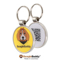 Placa de identificación con código QR amarilla para perros BeagleBuddy
