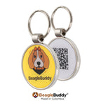 Placa de identificación con código QR amarilla para perros BeagleBuddy