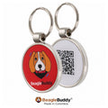 Placa de identificación con código QR roja para perros BeagleBuddy