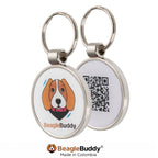 Placa de identificación con código QR blanca para perros BeagleBuddy