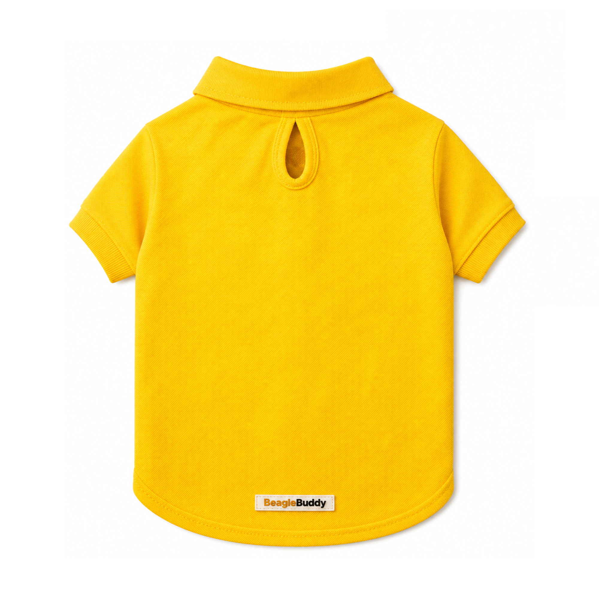 Polo para perros BeagleBuddy® color amarillo vista posterior.