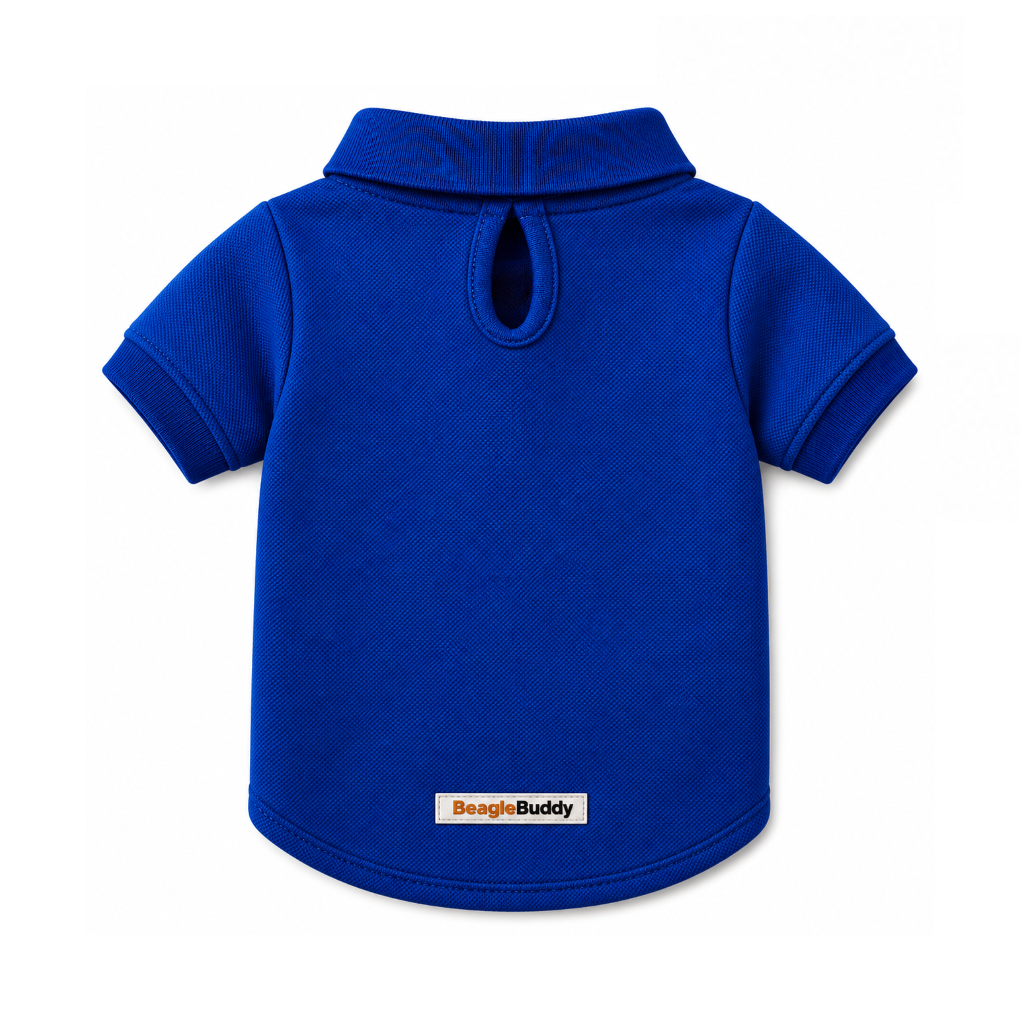 Polo para perros BeagleBuddy® color azul vista posterior.