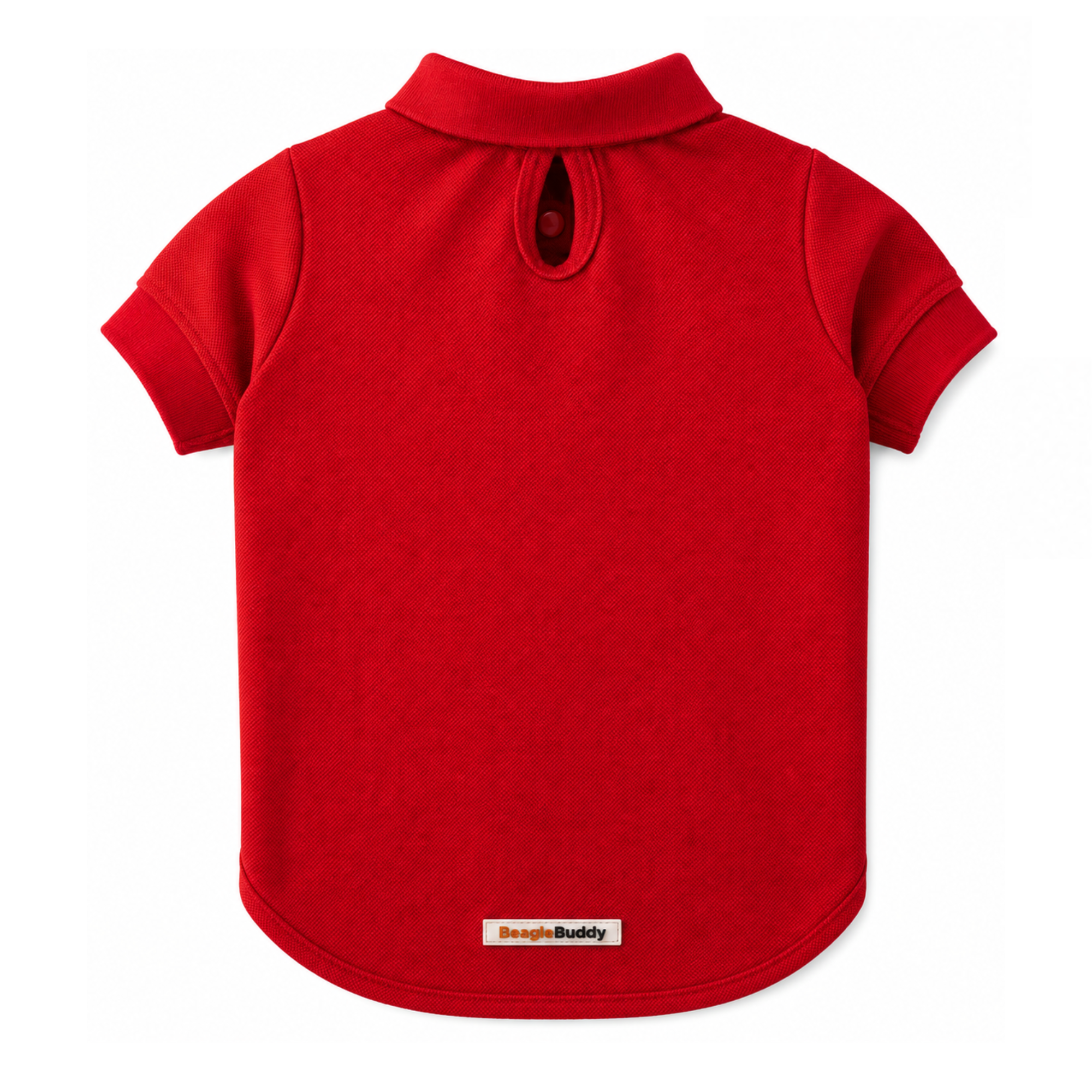 Polo para perros BeagleBuddy® color rojo vista posterior.