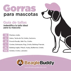 alt="tabla de tallas gorras para perros BeagleBuddy "LILA"