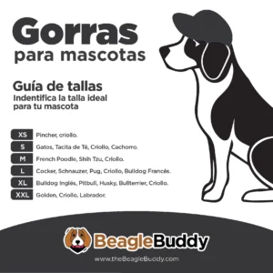 alt="tabla de tallas gorras para perros BeagleBuddy "NEGRA"