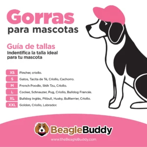 alt="tabla de tallas gorras para perros BeagleBuddy "ROSADA"