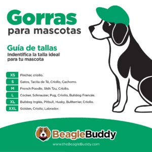 alt="tabla de tallas gorras para perros BeagleBuddy "VERDE"